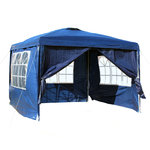 Gazebo rimovibile pieghevole 3x3m blu tenda tendone per esterno giardino