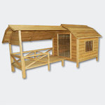 Cuccia e capanna per cani XXL Terrazza in legno e porta a lamelle 2080 x 910 x 913 mm