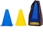 Set di 20 coni da 18 cm(10 coni gialli e 10 blu) con borsa per calcio, allenamento agility per cani